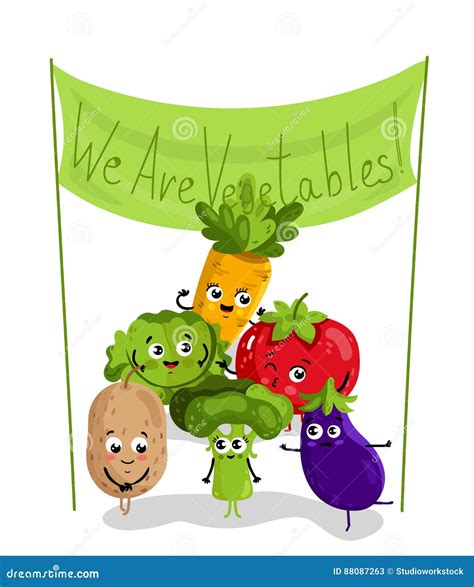 Funny Vegetable Cartoon Characters Stock Vector Illustration Of