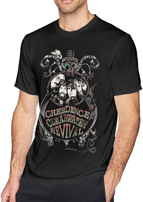 Mens Vintage Creedence Clearwater Revival T Shirt Black Amazon De