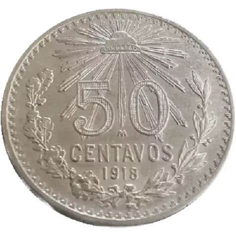 Moneda 50 Centavos Resplandor Plata 1918 Ley 0 800 Envío gratis