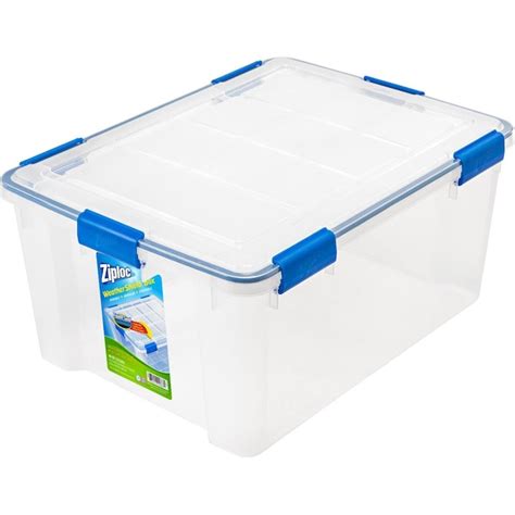 Ziploc 15 Gallons 60 Quart Clear Body Lid Blue Buckles Tote With