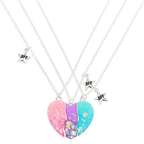 Silver Best Friends Pastel Heart Pendant Necklaces - 3 Pack | Friendship necklaces, Bff ...