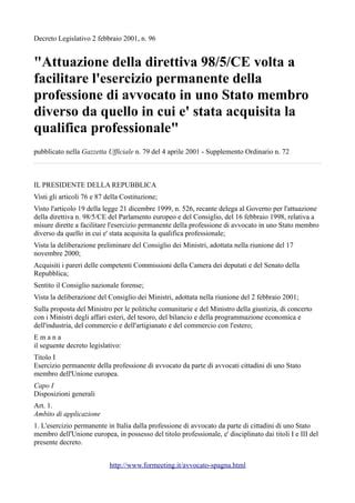 Diventare Avvocato In Spagna 96 2001 PDF