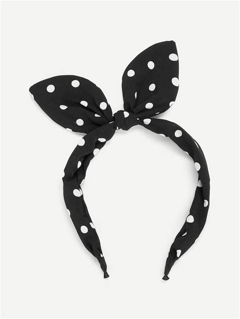 Polka Dot Pattern Headband With Rabbit Ear Shein Usa Tie Headband Headband Pattern Headbands