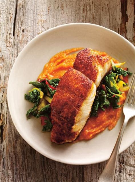 Seared Spiced Fish With Carrot Pur E Ricardo Recette Pur E