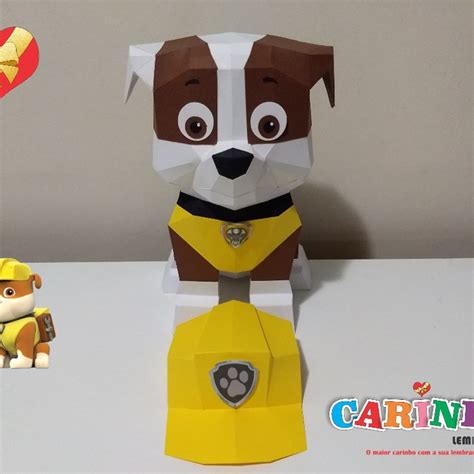 Rubble Patrulha Canina Low Poly Papercraft Arquivo Digital