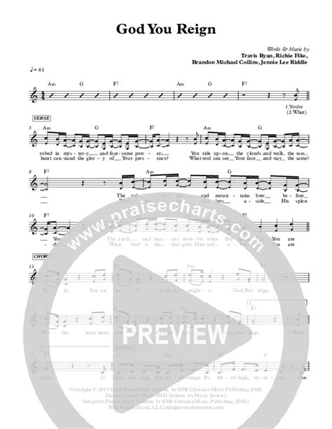 God You Reign Sheet Music PDF Jennie Riddle Travis Ryan Brandon