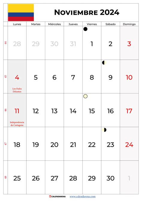 Calendario Noviembre Colombia Para Imprimir