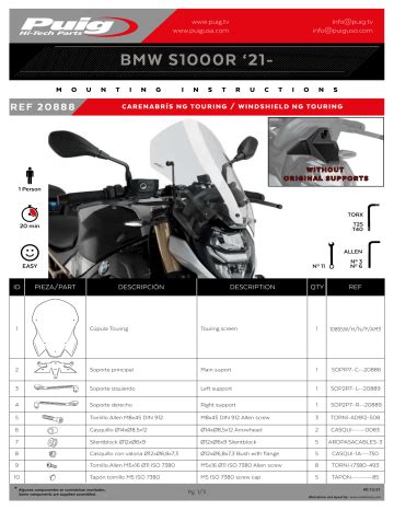 Puig Windshield New Generation Touring For Motorcycle BMW S1000R 2022