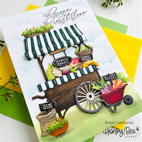 A Farmers Market Vegetable Cart Honey Bee Stamps