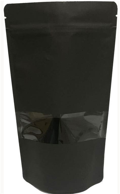 Black Kraft Window Stand Up Pouch With Zipper Resealable Pouch