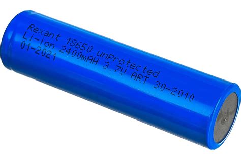 Аккумулятор Rexant Li-ion 18650, 3,7В, 2400мАч, без платы защиты ...