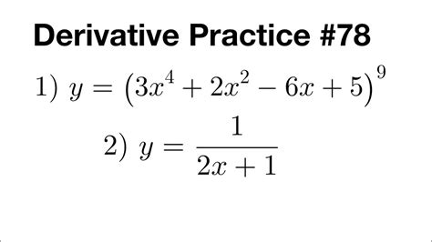 Derivative Practice 78 YouTube