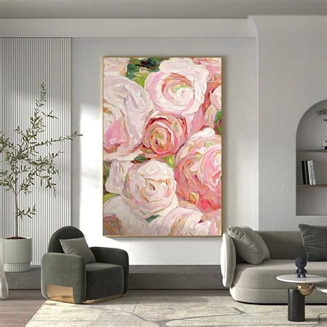 Pink Roselarge Flower Abstract Painting on Canvasboho 3d - Etsy