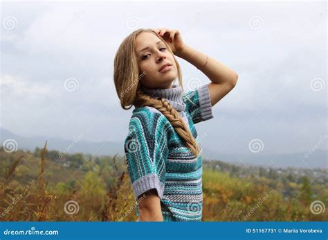 Russian Beautiful Slim Blonde Girl Stock Image Image Of Outdoors Adult 51167731