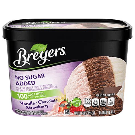 Breyers Ice Cream No Sugar Added Fat Free Vanilla Chocolate Strawberry Ice Cream Foodtown