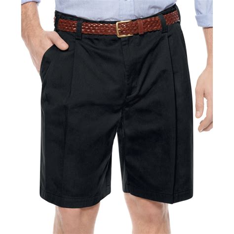 Geoffrey Beene Extender Waist Double Pleat Shorts In Black For Men Lyst