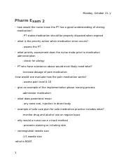 Pharm Exam Study Guide 2 Docx Monday October 21 Y Pharm Exam 2 How