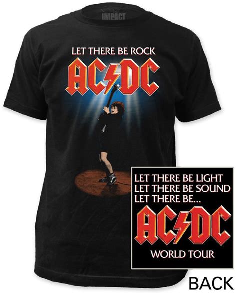 Acdc Concert Tour T Shirt Let There Be Rock World Tour Mens Black