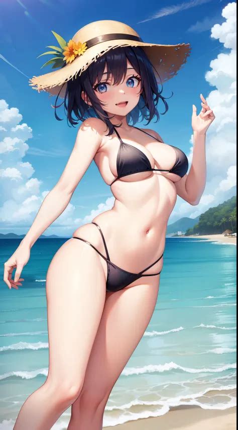 1girl Hmn1 Short Hair Black Hair Blue Eyes SeaArt AI