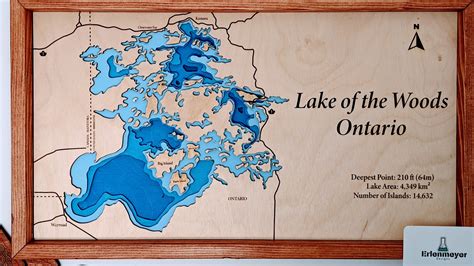 Lake of the Woods 18" x 36" Bathymetric Map - Erlenmeyer Designs ...