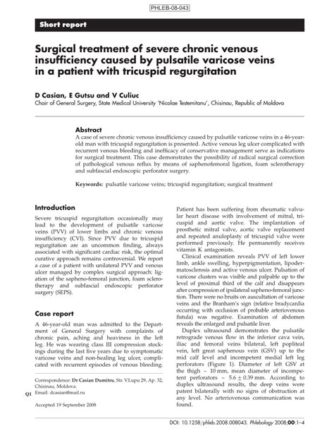 Pdf Surgical Treatment Of Severe Chronic Venous Insufficiency Caused By Pulsatile Varicose