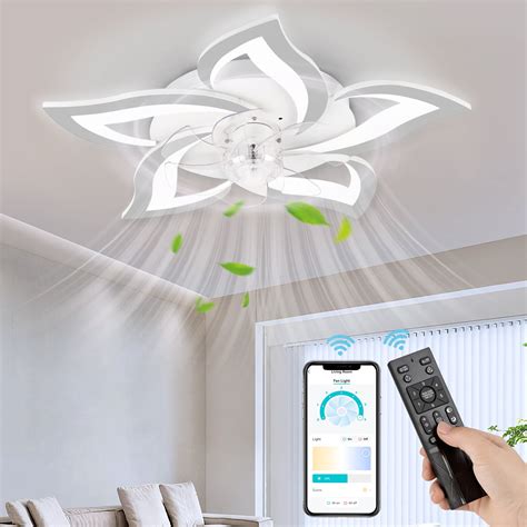 FIMEI White Ceiling Fan with Light, 3-Color Modes, 6 Wind Levels ...