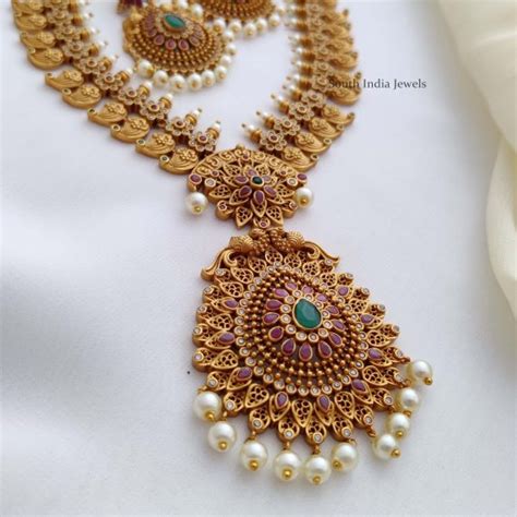 Traditional Mango Design Necklace South India Jewels