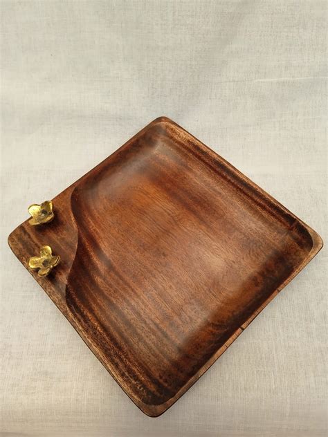 Buy Mahogany Wood And Dhokra Tray Square Online At 800