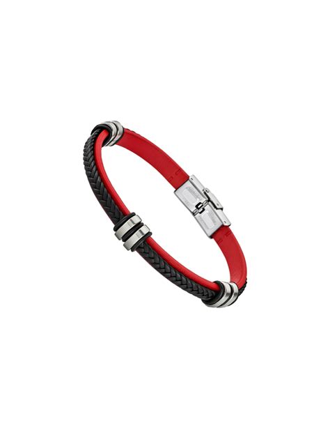 Pulsera LOTUS hombre acero Cuero Rojo LS1829 2 3 Joyería MUIÑOS