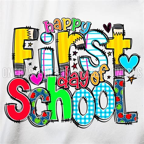 Doodle Happy First Day Of School Png Digital Design School Etsy Finland