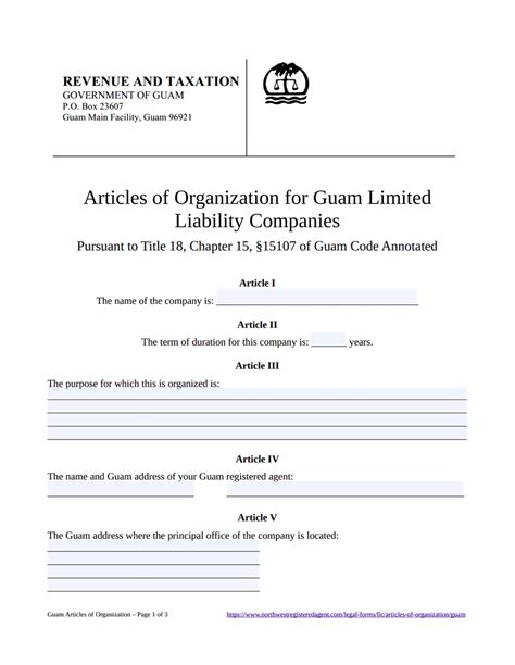 Articles Of Organization Template