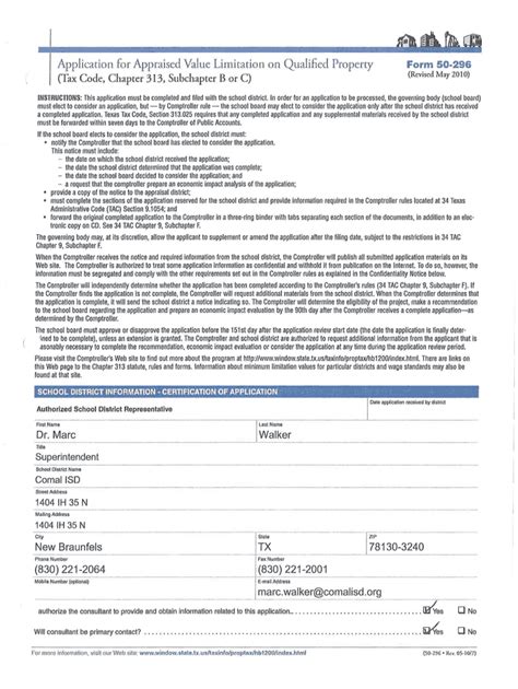 Fillable Online Application For Appraised Value Limitation On Qualified