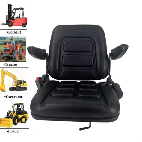 Forklift Tractor Suspension Seat Black Pvc Mower Digger With Armrest