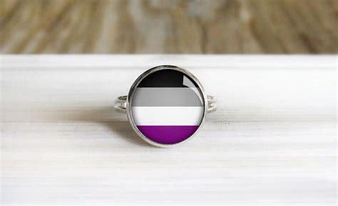 Asexual Pride Ring Adjustable Silver Ring 14mm By 8bitboom Rings