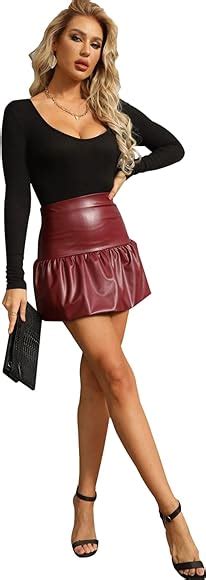 Red Leather Skater Skirt