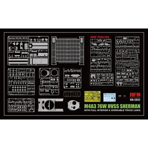 1 35 CHAR M4A3E8 76W HVSS SHERMAN FULL INTERIOR RYEFIELD MODEL