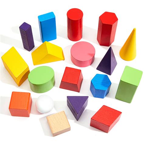 Mua 18 Pcs 3D Shapes Geometric Solids Wooden Large Size Colorful