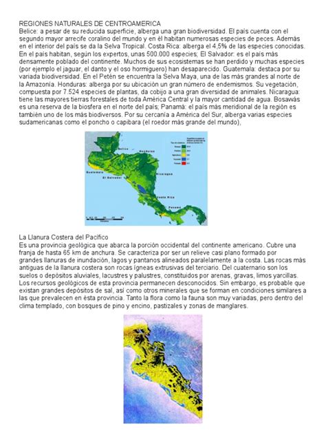 Regiones Naturales De Centroamerica Pdf Centroamérica Naturaleza