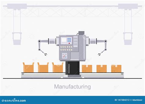 F Brica Industrial Elegante En Un Estilo Plano Con Los Trabajadores