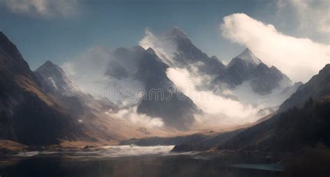 Ai Generated Illustration Of A Majestic Vista Of A Serene Lake