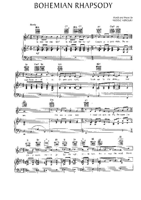 Queen Bohemian Rhapsody Sheet Music