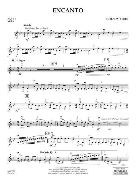 Encanto Pt Violin By Robert W Smith Sheet Music For Concert Band