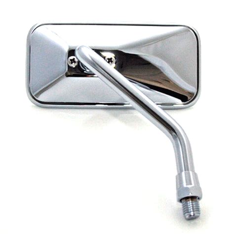 Short Stem Rectangular Motorcycle Mirror Black Or Chrome Bar Mounted