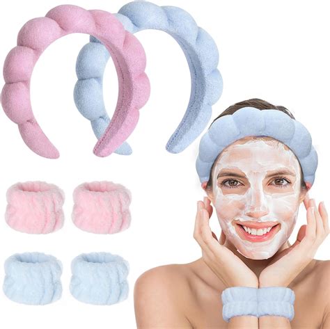 Cenbellr Spa Headband Face Wash Headband And Wristband Set Makeup Headbands For