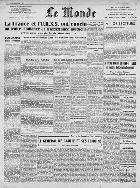 18 Décembre 1944 Première Parution Du Journal Le Monde