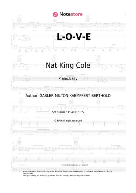 Nat King Cole L O V E Piano Sheet Music On Note Store Piano