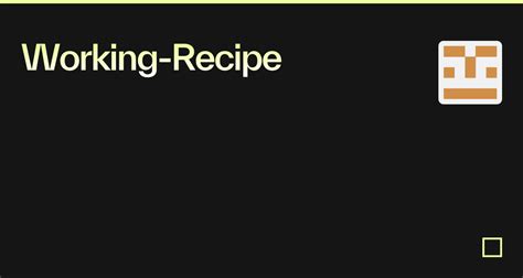 Working Recipe Codesandbox