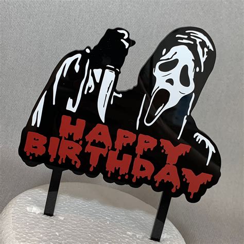 Scream Inspiró Ghostface Happy Birthday Cake Topper Etsy México