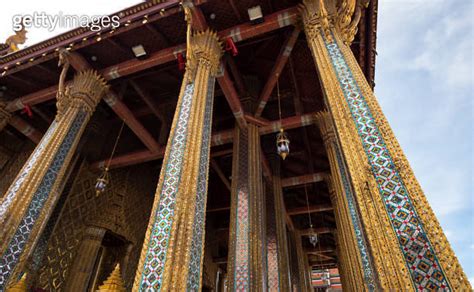 Close Up To The Artistic Architecture And Decoration Of Phra Ubosot Or