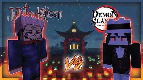 Sukuna Vs Muzan In Minecraft Jujutsu Kaisen X Demon Slayer Minecraft Mod Youtube